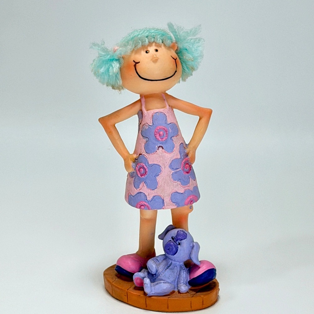K's Collection "Happy Girls" Resin Figurine Flower Power Purple Pig